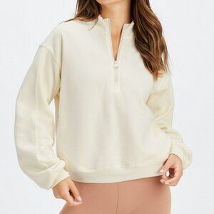 ✨🤍 Fabletics Cream Half-Zip Pullover Sweatshirt Size L🤍✨